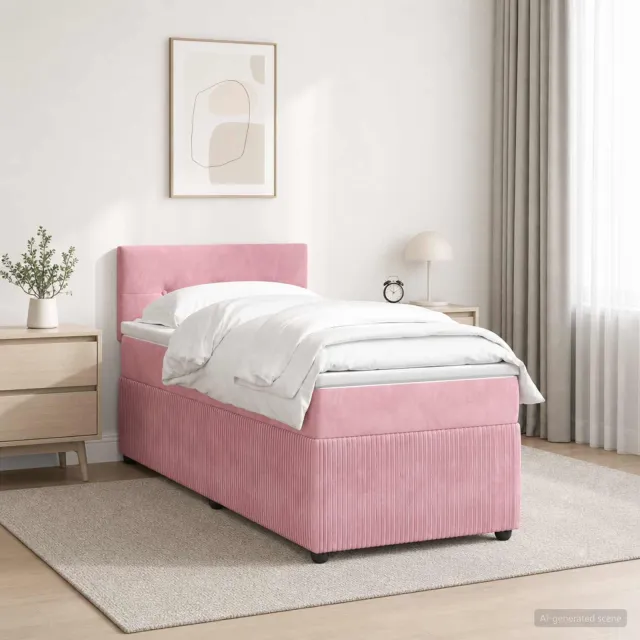 vidaXL Boxspringbed met matras Roze 100 x 200 cm Fluweel