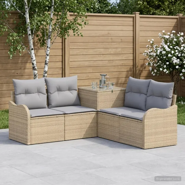 vidaXL Bankstel 5 st Beige en Licht Grijs 177,5 x 177,5 x 85 cm