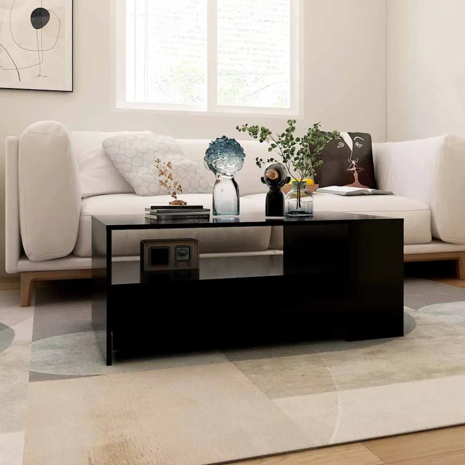 vidaXL Salontafel 102x50x45 cm bewerkt hout zwart, foto 3