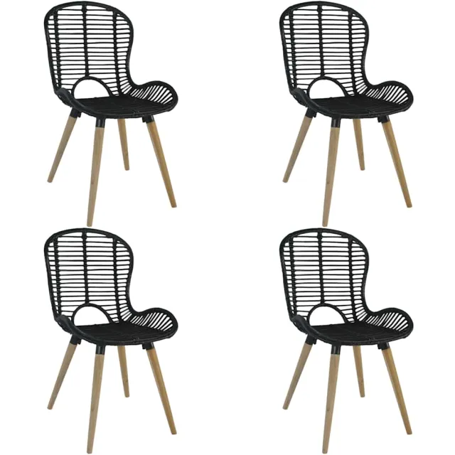 vidaXL Eetkamerstoelen 4 st natuurlijk rattan zwart