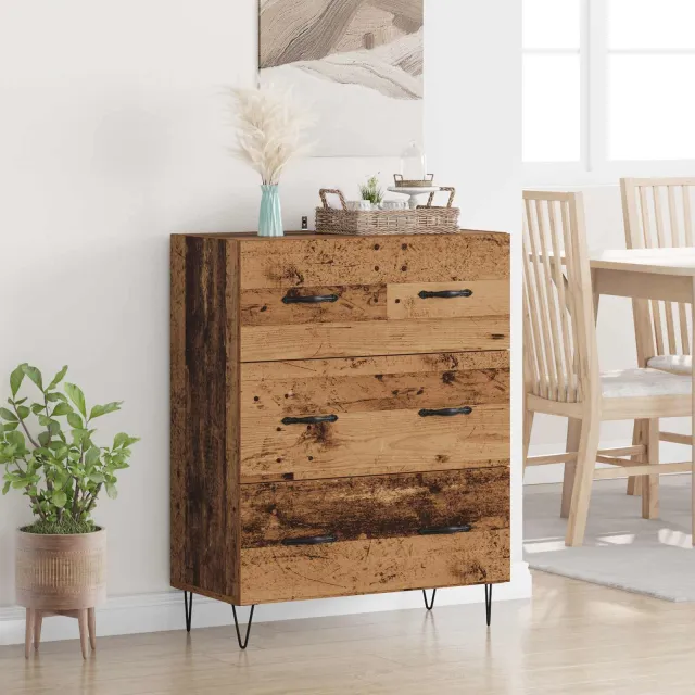 vidaXL Dressoir Oud Hout 69,5 x 34 x 90 cm Gemonteerd hout en ijzer Bruin