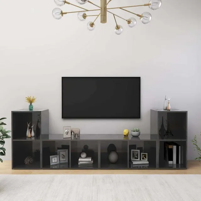 vidaXL Tv-meubelen 4 st 72x35x36,5 cm bewerkt hout hoogglans grijs, foto 2