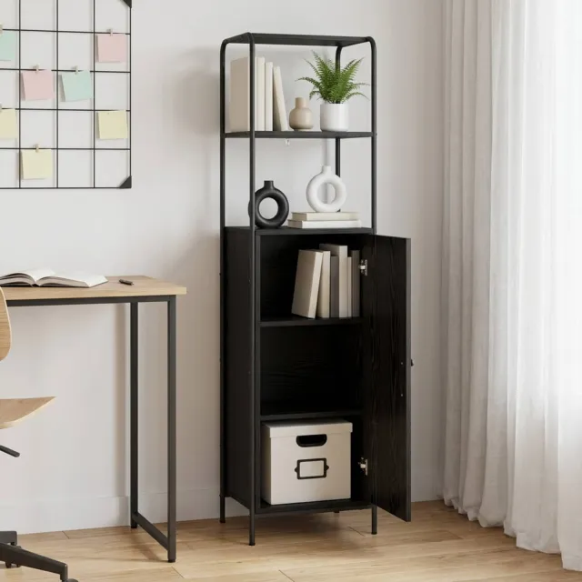 vidaXL Hoge kast Zwart eiken 40 x 33 x 161 cm Bewerkt hout, foto 2