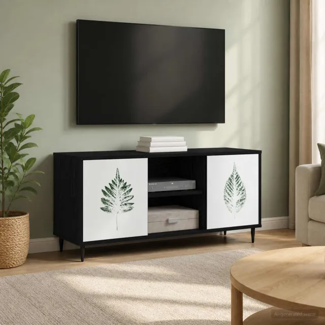 vidaXL Tv-meubel HANAU 102 x 33 x 51 cm Zwart eiken Bewerkt hout