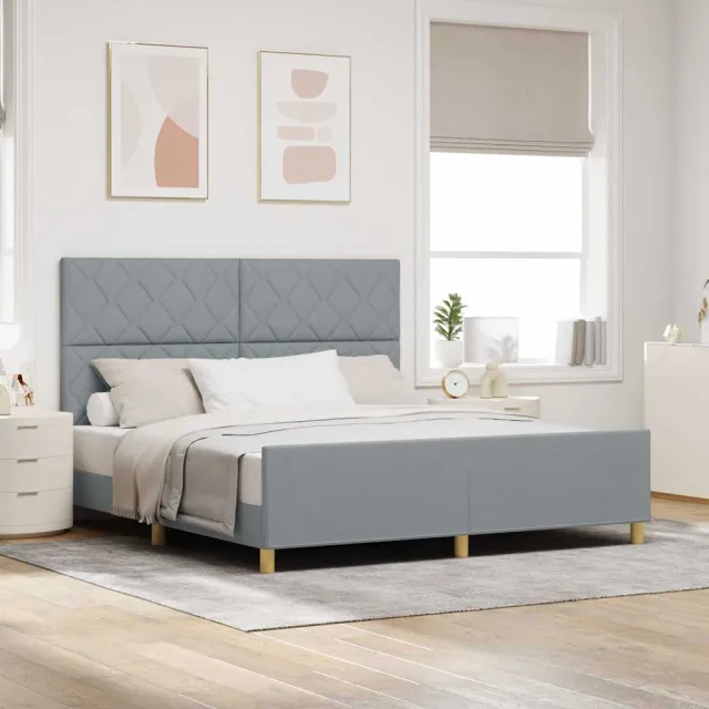 vidaXL Bedframe met hoofdeinde Lichtgrijs 180 x 200 cm Stof