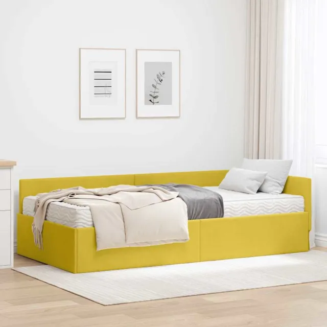vidaXL Hoekbedframe met Matras 2 st Geel 80 x 200 cm Fluweel