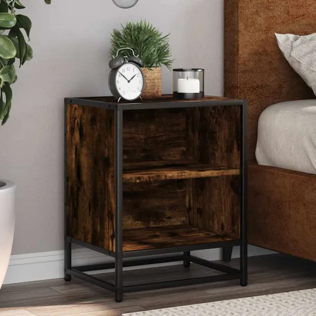 vidaXL Nachtkastjes 2 st 40x31x50 cm bewerkt hout&metaal gerookt eiken, foto 2