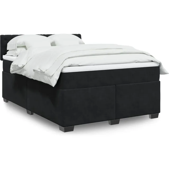 vidaXL Boxspring met matras fluweel zwart 140x190 cm