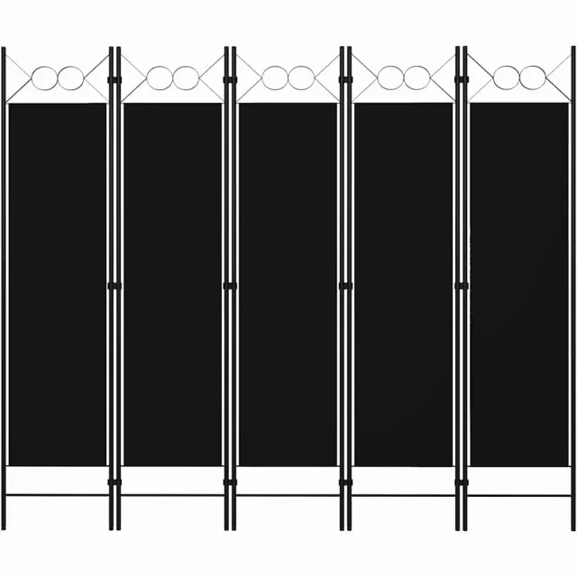 vidaXL Kamerscherm met 5 panelen 200x180 cm zwart