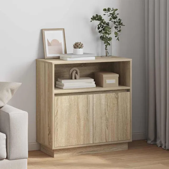 vidaXL LED Sideboard Sonoma Eiken 71 x 34,5 x 75 cm Bewerkt hout, foto 2