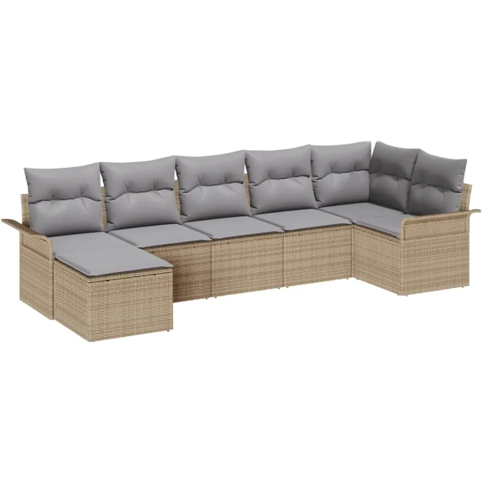 vidaXL Tuin Sofa Set 7 st Beige poly rattan