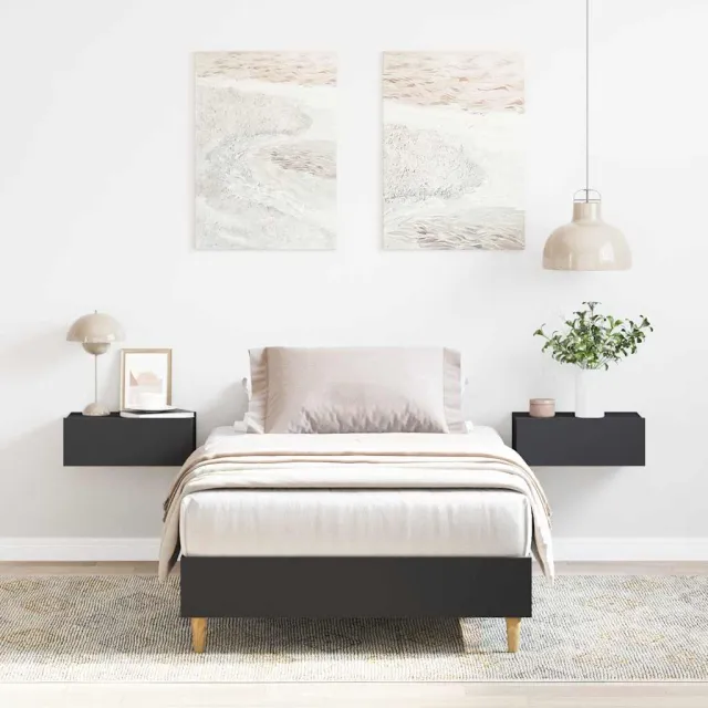 vidaXL Bedframe matras zonder matras 100x200 cm spaanplaat zwart