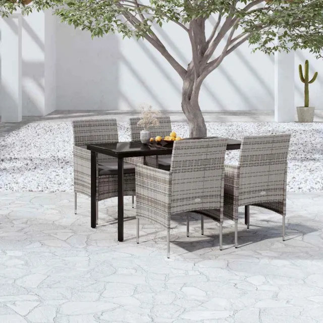 vidaXL 5-delige Tuinset met kussens grijs en zwart, foto 2