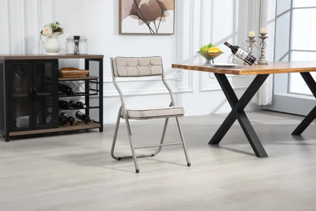 Wishdor Klapstoelen Set Van 2 - Gevoerde Zitting En Rugleuning, Opvouwbaar, Met 110° Gebogen Rugleuning - Modern Ontwerp Voor Eetkamer Of Feest - Stalen Frame Met Fluwelen Bekleding - Kaki