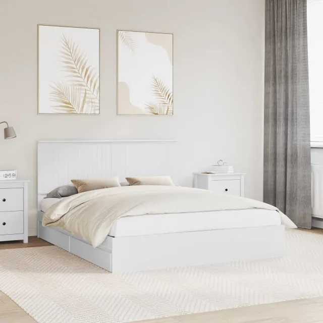 vidaXL Opslag bed met lade met opslag Wit 160 x 200 cm Bewerkt hout
