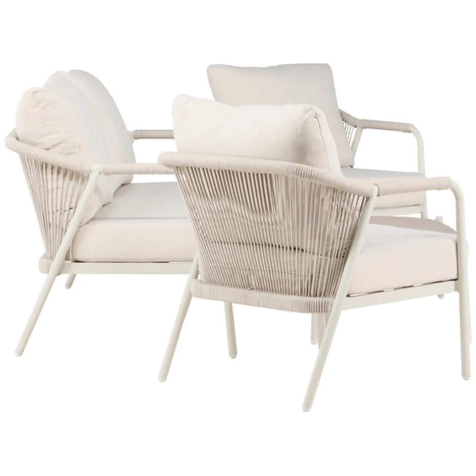 Nest outdoor Sienna 4 delige tuin loungeset beige - tweezitsbank, twee fauteuils en salontafel - met zitkussens, foto 3