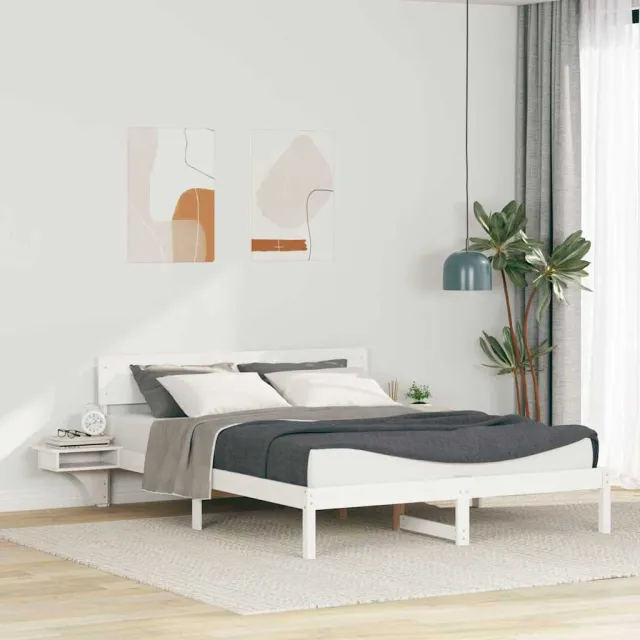 vidaXL Bedframe met hoofdeinde Wit 160 x 200 cm Massief grenenhout