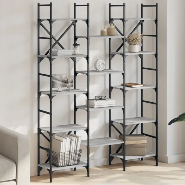 vidaXL Boekenkast 127,5x28,5x172,5 cm bewerkt hout grijs sonoma eiken, foto 2