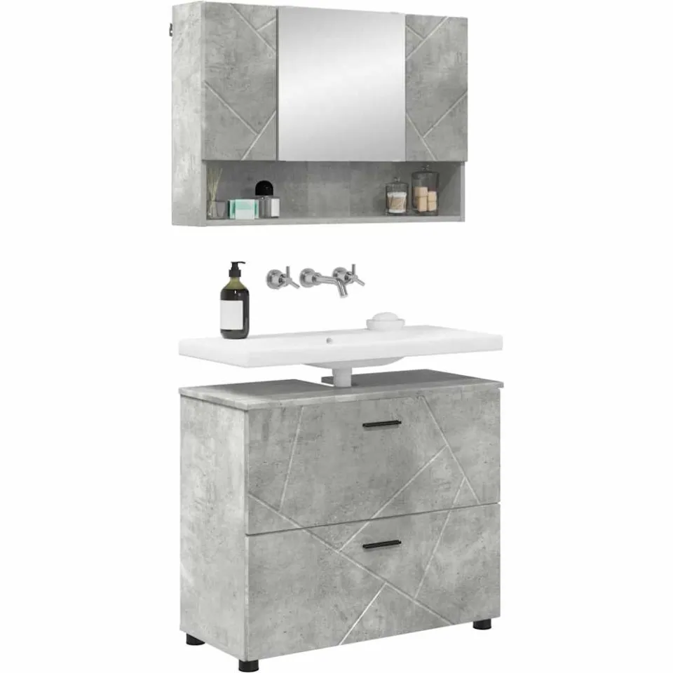 vidaXL Badkamermeubelset 2 st Beton Grijs 76,5 x 35 x 64 cm