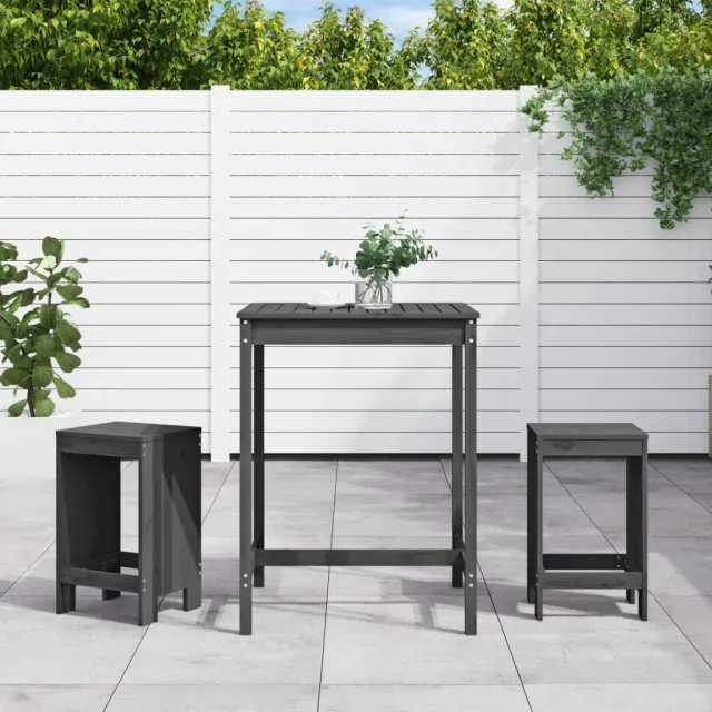 vidaXL 3-delige Tuinbarset massief grenenhout grijs, foto 2