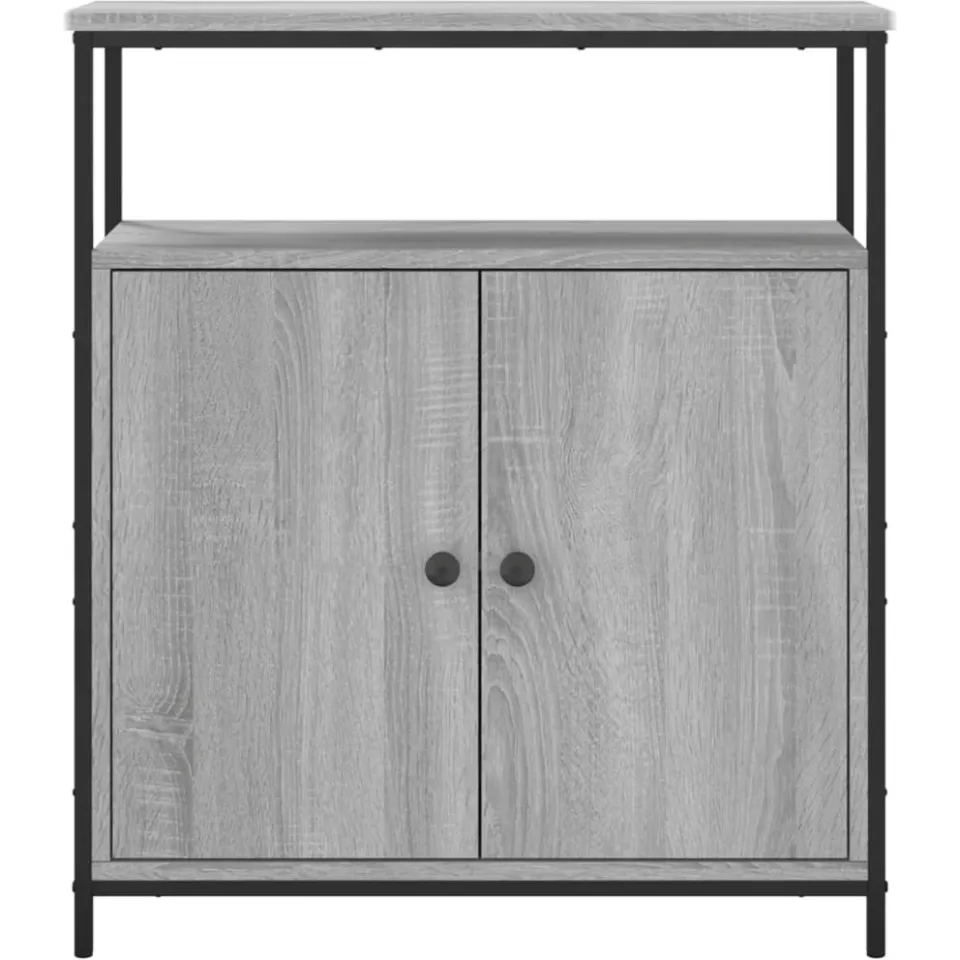vidaXL Dressoir 70x30x80 cm bewerkt hout grijs sonoma, foto 4