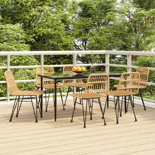vidaXL 7-delige Tuinset poly rattan bruin, foto 2