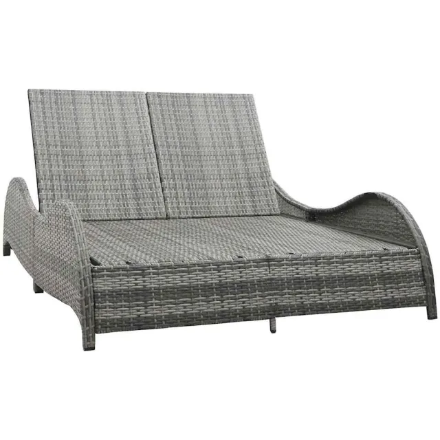 vidaXL Ligbed tweepersoons met kussen poly rattan antraciet Anthraciet