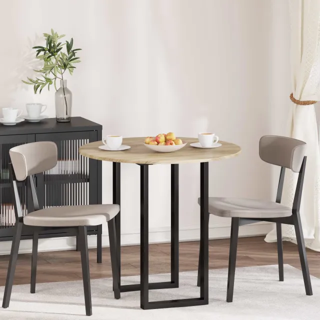 vidaXL Tafelblad Ø 80 x 1,5 cm Rond Bewerkt hout Sonoma Eiken