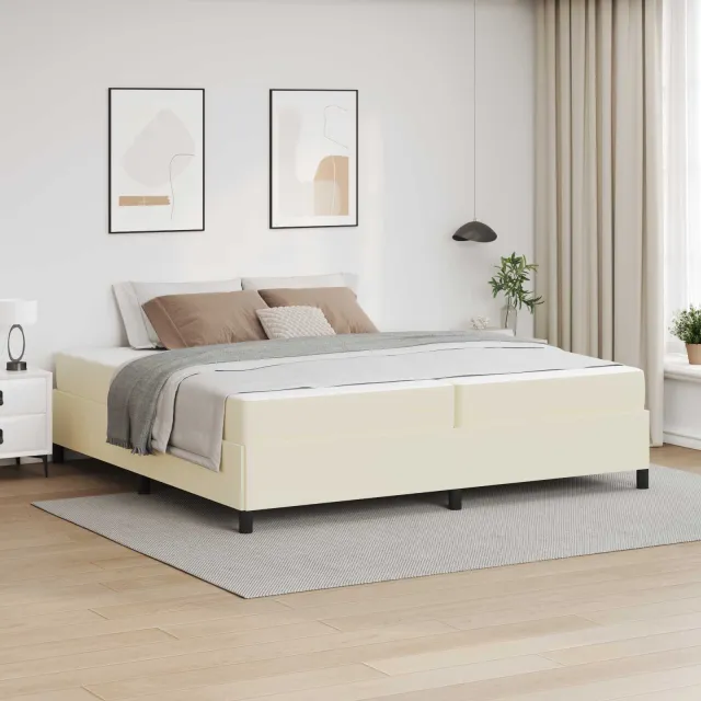 vidaXL Bedframe met matras Crème 200 x 200 cm Stof