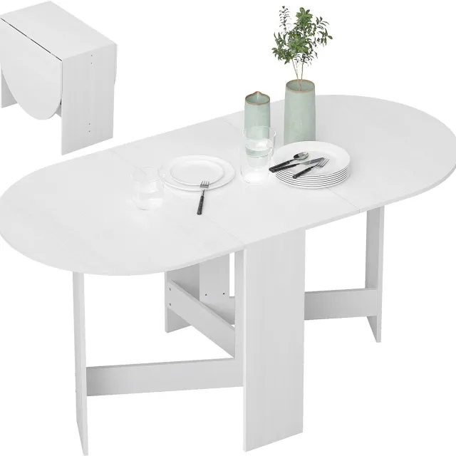 Homcom Opvouwbare eettafel - Spaanplaat - 163L x 80B x 75H cm - Wit