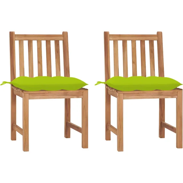 vidaXL Tuinstoelen 2 st met kussens massief teakhout Groen