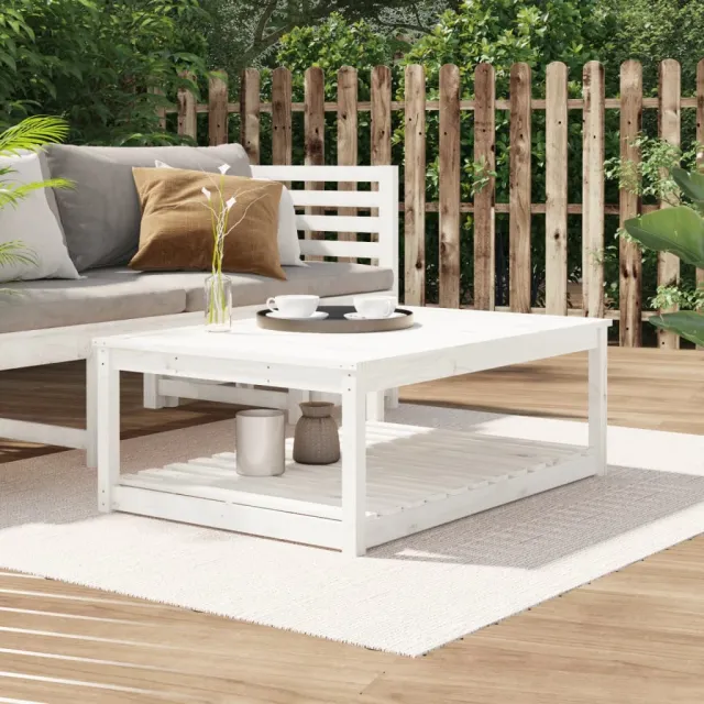 vidaXL Tuintafel 121x82,5x45 cm massief grenenhout wit, foto 2