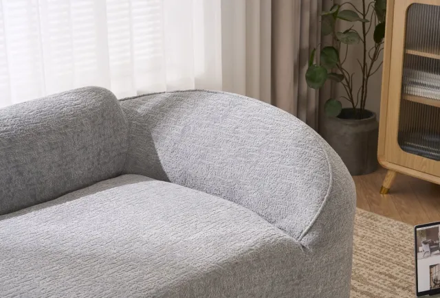 MEUNIQ Chaise longue 155 x 96 x 65 cm in lichtgrijs chenille, moderne tweezits chaise longue met diep zitvlak, zonder montage, voor woonkamer of slaapkamer