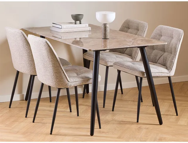 Giga Living Eetkamerset Darren Keramiek Bruin Monza Beige 140cm - Giga Living