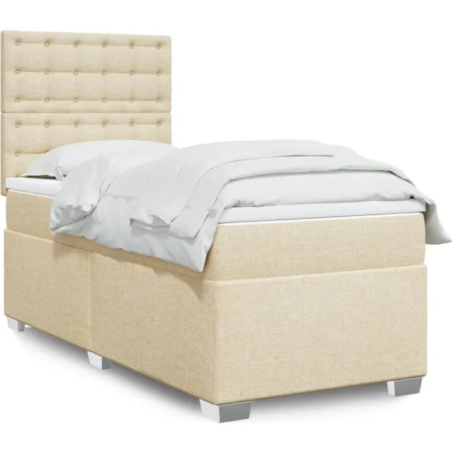 vidaXL Boxspring met matras stof crèmekleurig 90x190 cm
