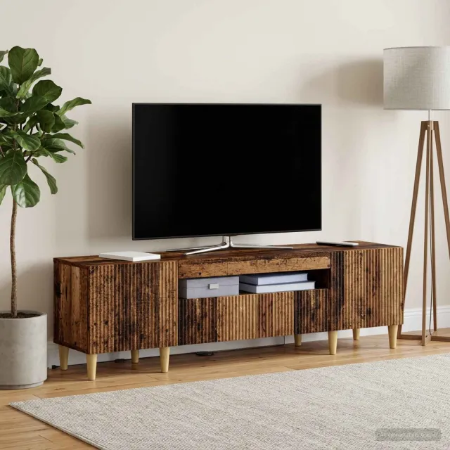 vidaXL LED tv-meubel ARNHEM 153 x 35 x 43 cm Oud hout Bewerkt hout bruin, foto 2
