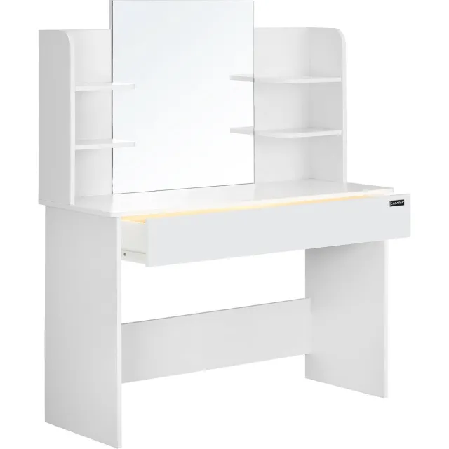 Casaria Kaptafel Lucia - Lade Spiegel 4 Planken 140x110x40cm – Wit