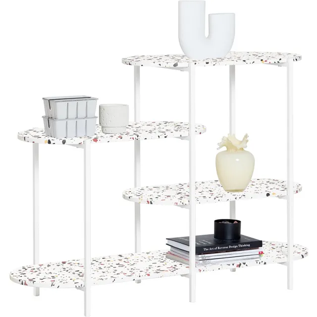 SoBuy FSB89-W Bijzettafel - Witte Compositiehout Sideboard met 4 Planken