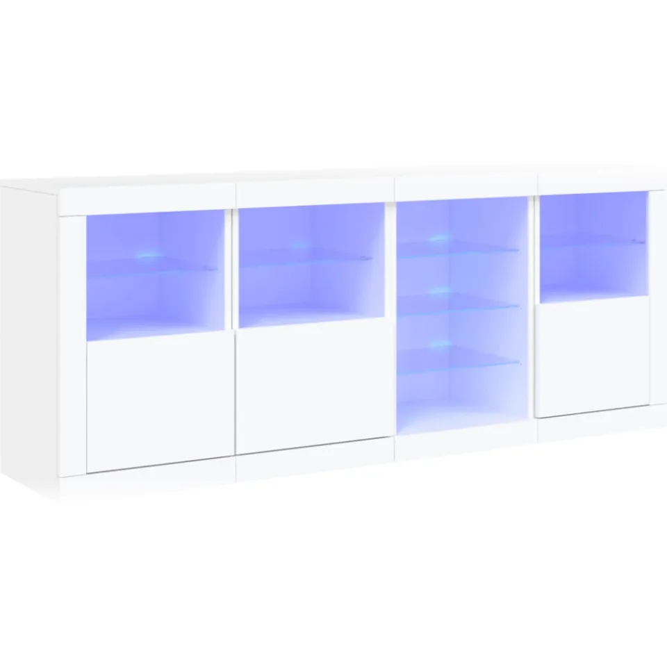vidaXL Dressoir met LED-verlichting 164x37x67 cm wit, foto 3