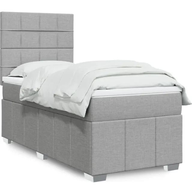 vidaXL Boxspring met matras stof lichtgrijs 80x200 cm grijs