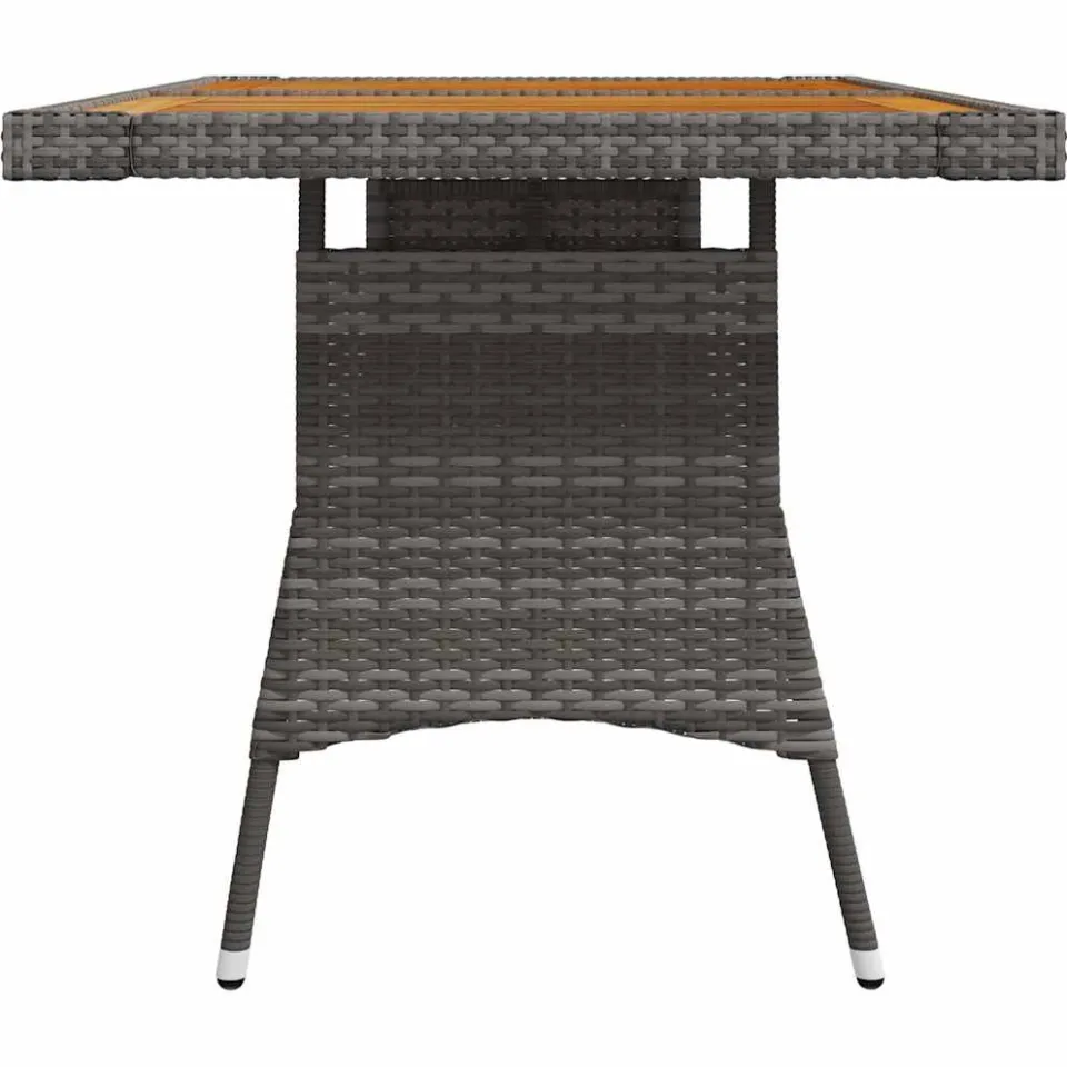 vidaXL Tuintafel 130x70x72 cm poly rattan en massief acaciahout grijs, foto 3