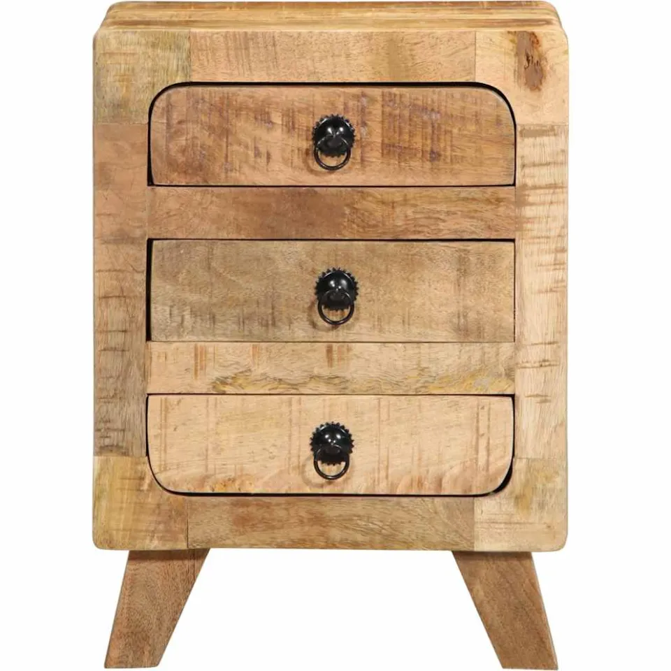 vidaXL Nachtkastje 2 st 37x32x50 cm massief hout ruw mangohout bruin, foto 2