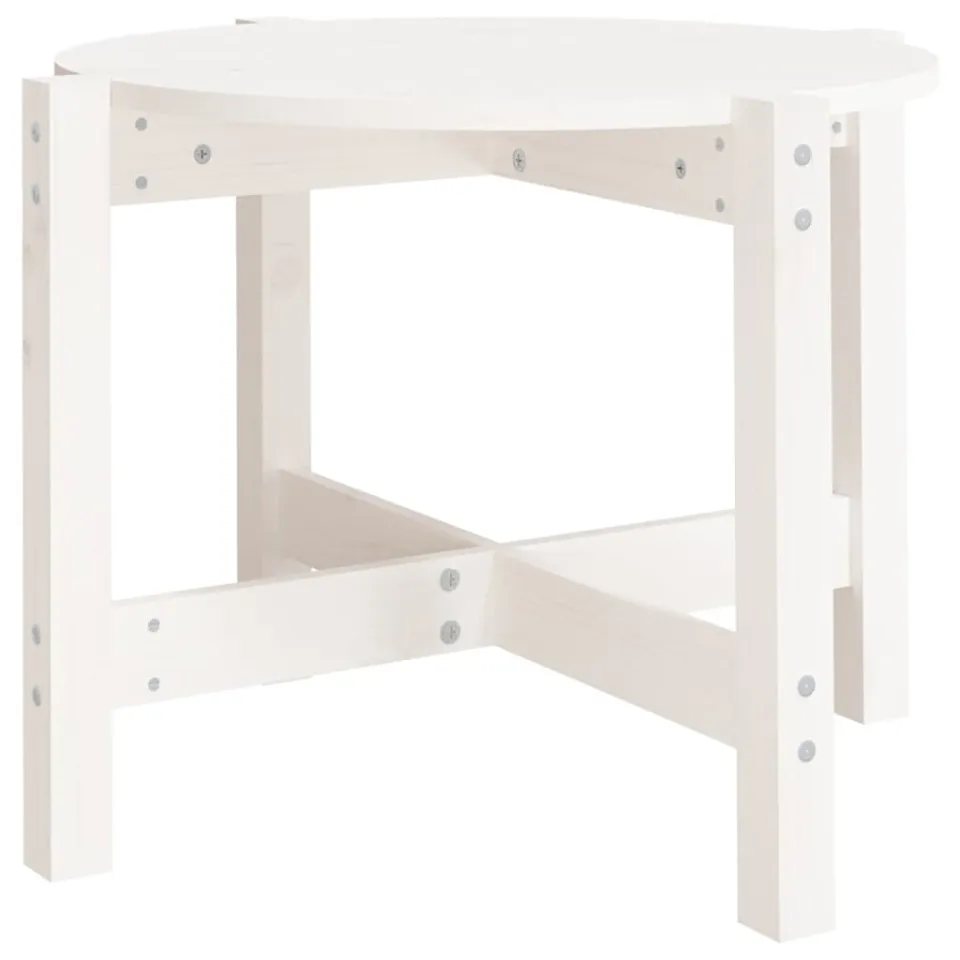vidaXL Salontafel Ø62,5x45 cm massief grenenhout wit