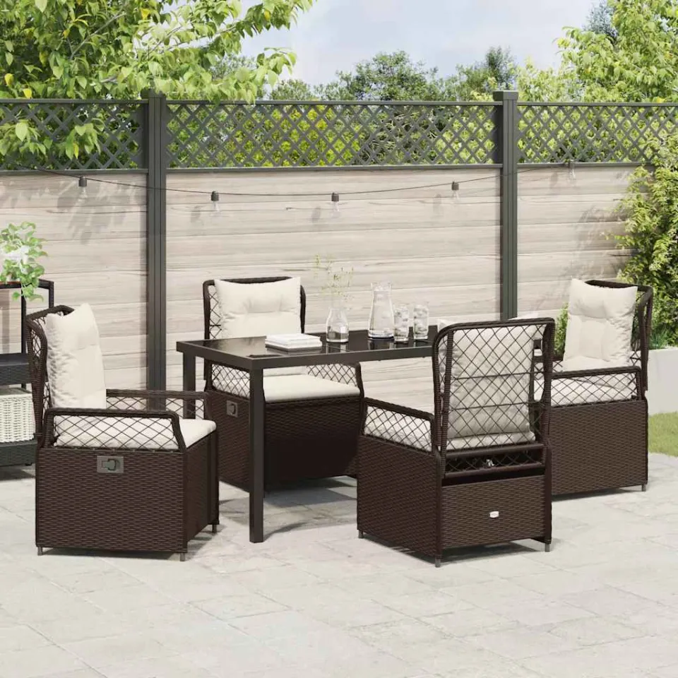 vidaXL Tuin eettafelset 5 st Bruin poly rattan, foto 3