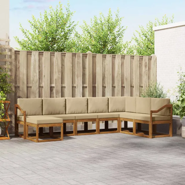 vidaXL Buiten bankenset 8 st 8-zits Natuurlijk en Beige