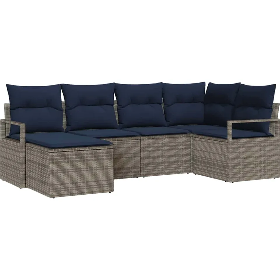 vidaXL Bankstel 6 st Grijs poly rattan