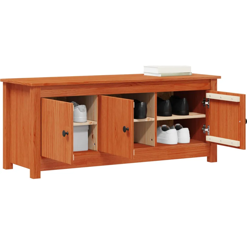 vidaXL Schoenenkast Wasbruin 110 x 38 x 45,5 cm Massief grenenhout