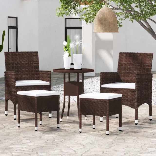 vidaXL 5-delige Loungeset poly rattan bruin, foto 2
