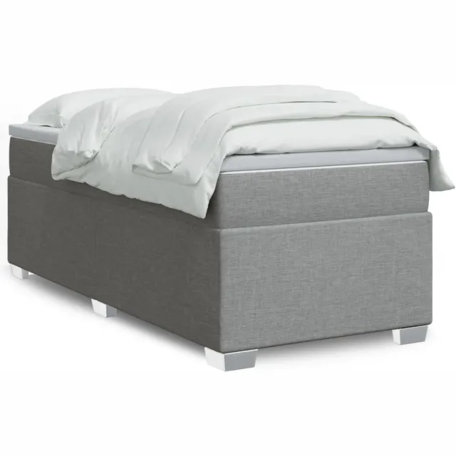 vidaXL Boxspring met matras stof lichtgrijs 90x200 cm grijs