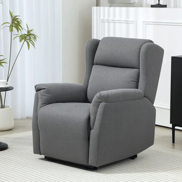 STILVORA Relaxfauteuil 80 x 94 x 101 cm - Handmatig Verstelbaar Met Voetensteun - Voor Woonkamer En Slaapkamer - Linnen Donkergrijs